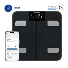Bascula Bioimpedancia Corporal Digital Personal Inteligente Bluetooth Femmto 180 Kg Grasa Masa Muscular Baño