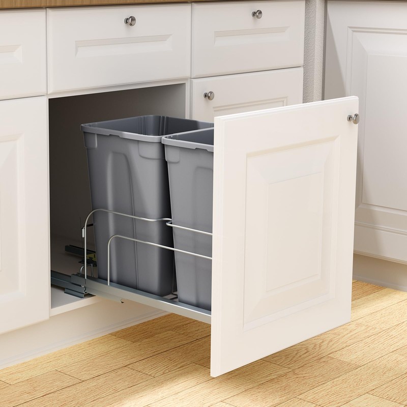 VEVOR Pull-Out Trash Can, 27 QT x2 Double Under Mount
