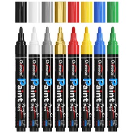 Overseas Acrylic Paint Markers Paint Pens - 8 Colors Permanent Markers Medium Tip, Water Based, Quick Drying, Waterproof, Assorted Colors Marker Pen for Metal, Rock, Wood, Plastic, Glass, Canvas