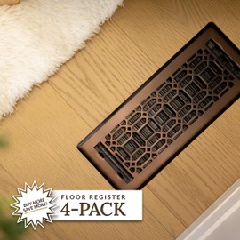 Decor Grates (4-Pack) NGH412-RB New Gothic Floor Register, 4x12 Inches, Rubbed Bronze Finish