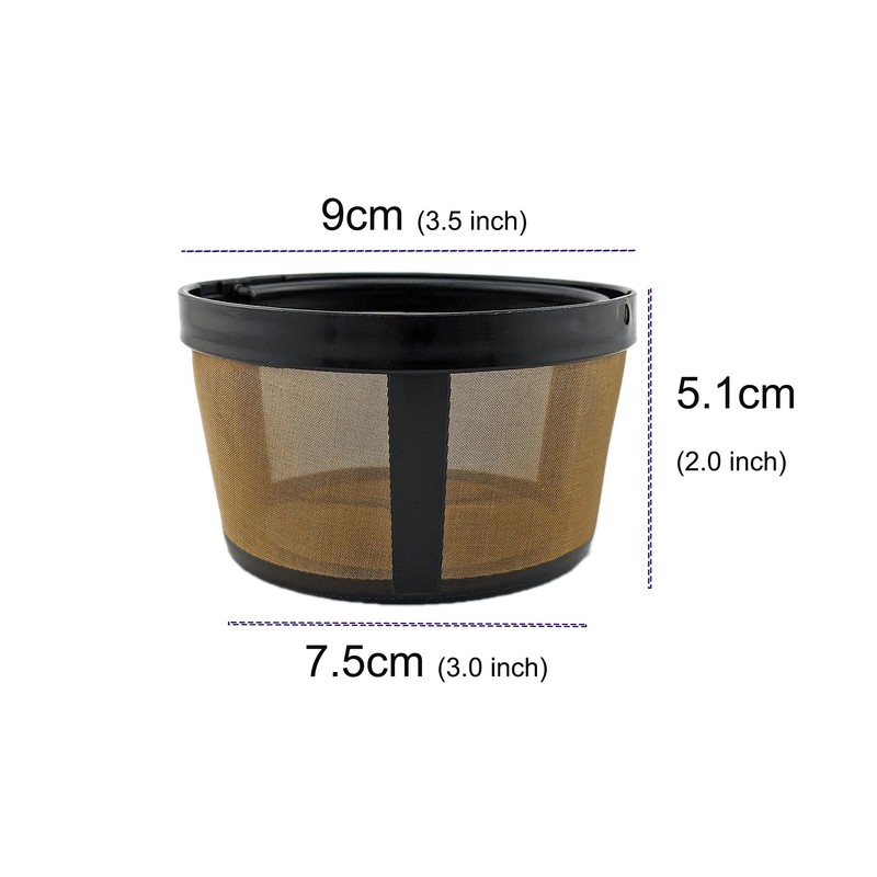 NRP 2-pack 5cup Gold-tone Basket Permanent Coffee Filter Compatible for