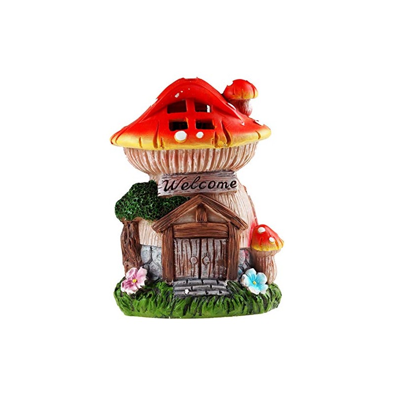 Enchanting Multicolor Secret Fairy Garden Toadstool Solar House - 15