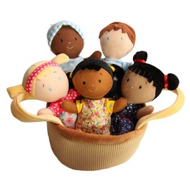 Snuggle Stuffs Basket of Buddies Plush Diversity Multicultural Ethnic Dolls | Diversity Toys for Toddlers | Soft Multicultural Dolls for Preschool Classroom, Daycare or at Home | Set of 5-8"