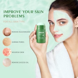 2 Pack Green Tea Mask Stick, Blackhead Remover with Green Tea Extract, Deep Pore Cleansing, Green Clay Mask For Face Moisturizing, Purifying, Reduce Blackheads for All Skin Types of Men and Women