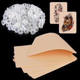 3mm Tattoo Skin Practice with 1000Pcs Ink Cups Small - Yangna 5Pcs 3mm Thick Tattoo Practice Skins And 1000Pcs Pigment Ink Cups 9mm Double Sides 7.4x5.6" Fake Skin Microblading Eyebrow Tattoo Skin