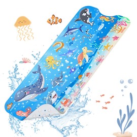 Baby Bath Mat for Tub Non Slip-40 X 16 Inch Extra Long Kids Bathtub Mat Non Slip, Upgrade Bath Tub Shower Mat Anti Slip with Suction Cups & Drain Holes for Bathroom, Machine Washable, Ocean Animals