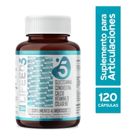 Suplemento Para Articulaciones, Huesos y Músculos Lifeed5 120 Cápsulas de Glucosamina, Condrotina, Calcio, Vitamina D y Colágeno Multivitaminico para Hombre y Mujer 120 Porciones