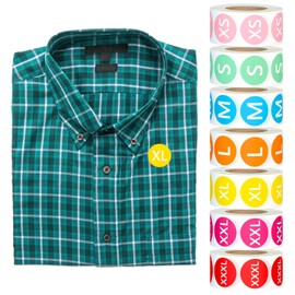 3500 Clothing Size Stickers, 7/8 Inch Round Self-Adhesive Size Sticker Labels, Colored Stickers with White Text, 7 Rolls, 7 Sizes XS, S, M, L, XL, XXL, XXXL for Clothing T-Shirt Retail