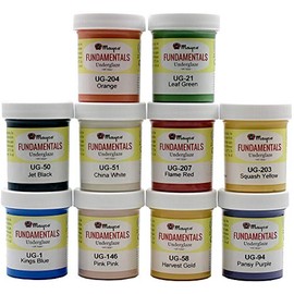 Creative Hobbies Set of 10 Ceramic Underglaze Paint Colors for Clay, Greenware or Bisque, Assorted Colors in 2 ounce Jars with Free How to Paint Bisque Book