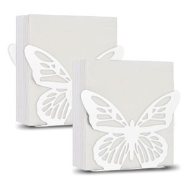 Guador Napkin Holder, Pack of 2 Napkin Stands, Butterfly Stainless Steel Napkins, Home Decoration, Napkin Dispenser, 16 x 14.5 x 4.5 cm Napkin Holder (White)
