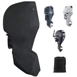 Outboard Motor Cover, Full Boat Motor Cover 600D Heavy Duty Oxford & Waterproof with PU Coating, Fade-Resistant Windproof Outboard Engine Hood Covers, Fit for 100-150HP Motor