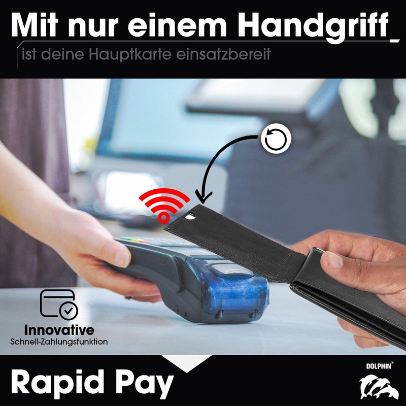 Dolphin® Men's Leather Wallet "Rapid Pay" - Wallet with Contactless