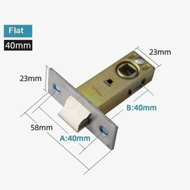 TOP-VIGOR 1Pcs 40mm Tubular Mortice Latch, Flat Tongue Lock, Mute Door Latch Sprung for Internal Doors, Lever Door Handles