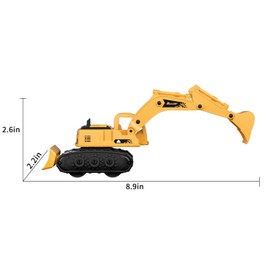 GizmoVine Excavator Toy, Digger, 2 in 1 Friction Model Trucks with Bulldozer, Strong and Flexible Parts, Construction Toys for 2 3 4 5 Year Olds, Kids Birthday