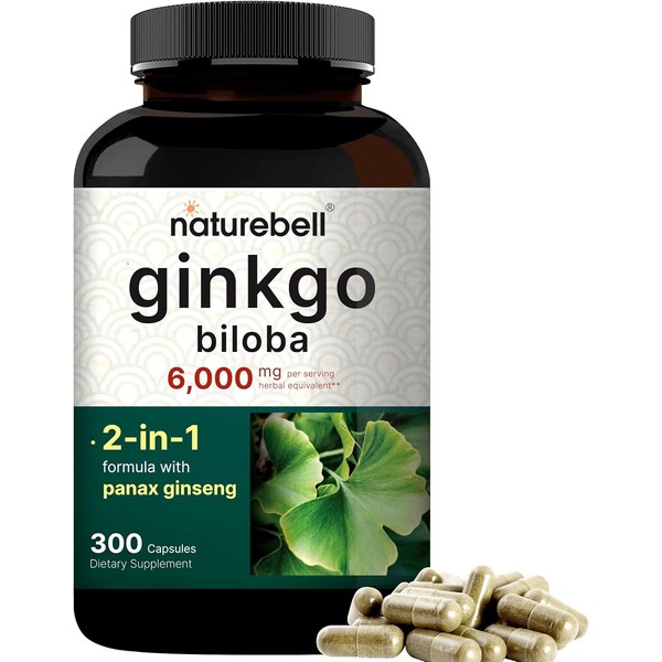 Branded Ginkgo Biloba 6000mg w/ Red Panax Ginseng for Memory
