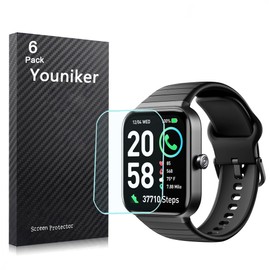 Youniker 6 Pack Compatible with Fitpolo IDW15 1.8'' Screen Protector Film for SKG V7 Cyber 1.8 inch Smartwatch Screen Protectors Foils Screen Cover Crystal Clear HD Anti-Scratch