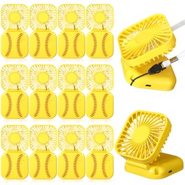 Retisee 12 Pcs Softball Portable Handheld Fan Necklace Fans Bulk 360° Foldable Electric Personal Small Mini 3 Speed Air Circulatory USB Rechargeable for Sport Party Favors Team Game Gift (Softball)