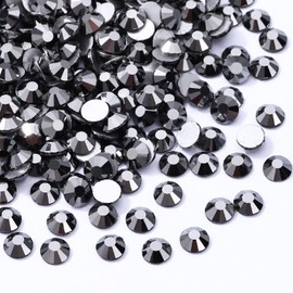 Meibite Black Hematite Flatback Rhinestones, Glass Rhinestones for Nail Art and Craft, Glue Fix, Loose Crystal Gemstones(Black Hematite, SS20, 1440pcs, 4.6-4.8mm)