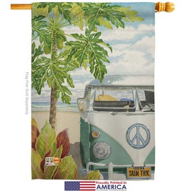 Hula Girl House Flag Set Summertime Fun and Sun Beach Pool Luau Tropical Party Season Outdoor Sunny Decorative Yard Banner Made In USA 28 X 40