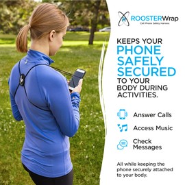 Rooster Wrap Forest Green - Retractable Cell Phone Holder - Mobile Phone Chest Mount - Universal Cell Phone Accessory - Smart Phone Harness - Body Lanyard