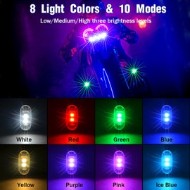 Aukmak 6PCS Wireless LED Strobe Lights with Remote Control, 8 Colors Rechargeable Led Lights Anti-Collision LED Emergency Warning Lights for Car Motorcycle Bike Drone Aircraft
