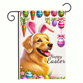 BlissYard Spring Easter Welcome Garden Flag 12x18 Double Sided Golden Retriever Dog Garden Flags Bunny Rabbit Easter Egg Tree Yard Flag Banner for Easter Holiday Farmhouse Yard Outdoor Decor