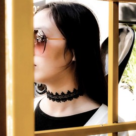 MILAKOO 8Pcs Black Lace Choker Goth Boho Flower Hollow Lace Necklace for Women Girls Tattoo Velvet Choker