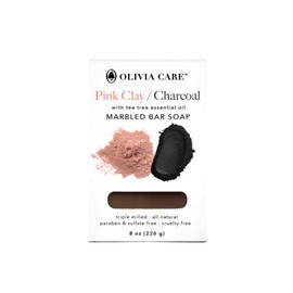 Pink Clay Charcoal Bar Soap By Olivia Care - 100% Natural, Vegan & Organic - For Face & Body - Detoxify, Exfoliate, Hydrate, Glows, Moisturize & Deep Clean - Leave Skin Smooth & Silky - 8 OZ