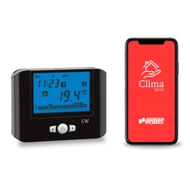 VEMER VE787200 CW Smart WiFi Thermostat, Digital Heating Thermostat, WLAN Room Thermostat Digital Programmable with LCD Display, Heating Control via App, Power Supply 230 V, Black