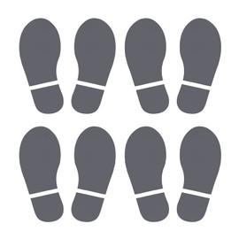 PATIKIL 150x63mm Footprint Floor Stickers 4 Pairs PVC Large Shoes Footprint Floor Wall Stair Stickers for Home Classroom Decor Dark Grey
