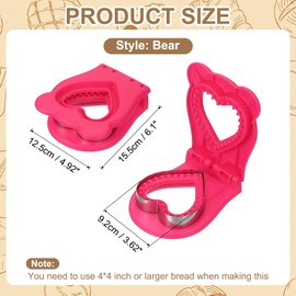 uxcell Crustless Sandwich Cutter, Heart Shape Uncrustable Sandwich Maker Sealer Press Bread Cookie Cutter and Sealer for DIY Breakfast Lunch Afternoon Tea (Rose Red)