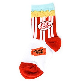 Foot Traffic, Cute & Quirky Popcorn Socks for Kids, Red & White (Sizes 10-1Y)