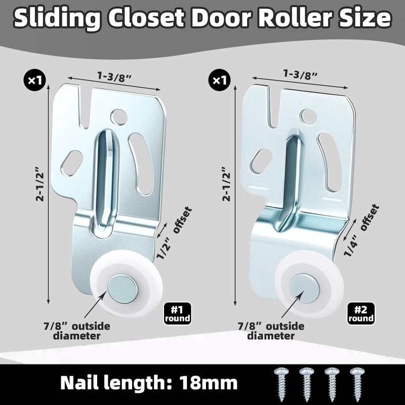 HCEWSBFD 2 Pcs Closet Sliding Door Hardware Wardrobe Roller Kit