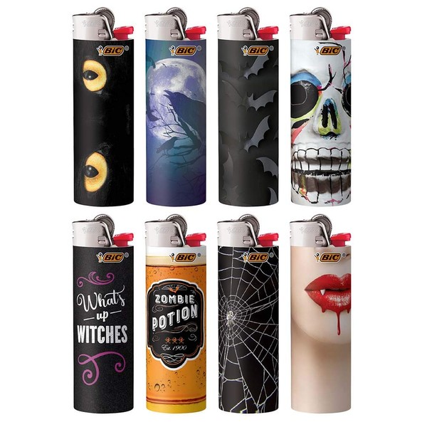Bic Spooky Lighter, Assortement May Vary 50 Lighters (Halloween Witches, Vampire, Spider Web)
