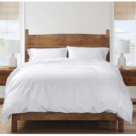 Cuddledown Heritage Comforter Duvet Cover | 100% Cotton | Premium Quality | Ultra Soft Sateen Weave | Breathable | Button Closure | Queen | White