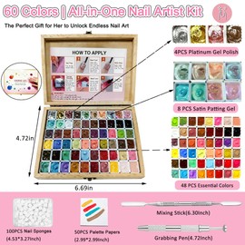 60 Colors No-Wipe Patting Gel Palette Kit with Large Wooden Box