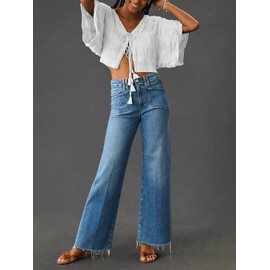 KUNMI Women Jeans for Wide Leg Baggy High Waist Boyfriends Straight Leg Stretchy Denim Pants Trendy Fall 2024