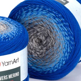 Yarn Art Flowers Merino 25% Wool 75% Acrylic Multicolor Rainbow Crochet Winter Yarn 225 gr Length 645 Yards, Yarn Weight 3 (534)