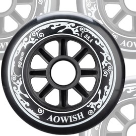 AOWISH 90mm Speed Inline Skate Wheels 90 mm Roller Blades Wheel 88A Outdoor Speed Skating Shoes Replacement Wheels, Black, Set of 4