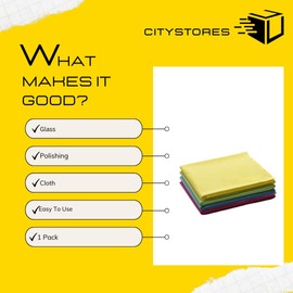 Citystores® EC Glass & Polishing Cloths Streak-free Cleaning, Lint-free Shine, Durable Microfiber Towels For Windows, Glass, Mirrors & Stainless Steel 4 Pack