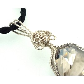 Silver Shade Coloured Crystal Glass Divine Wire Wrapped Pendant