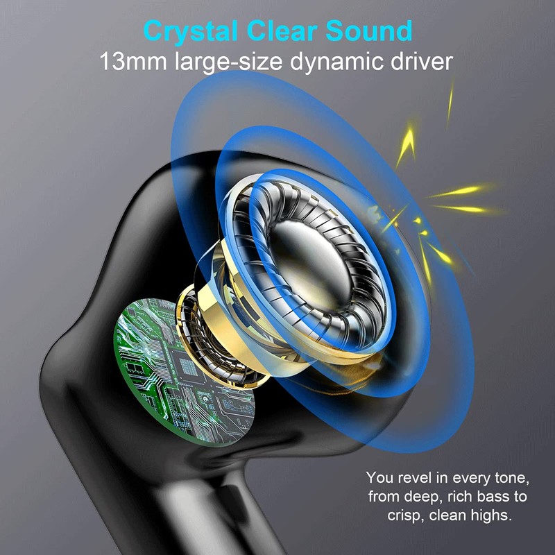 Wireless Earbuds, Bluetooth 5.4 Earbuds Stereo Bass, Bluetooth Headphones in