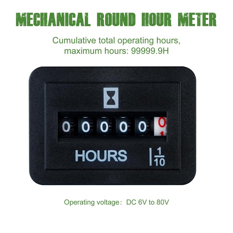 DC 6V-80V Mechanical Hour Meter - YOOREAL Hour Meter No