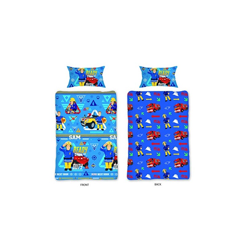 CnA Stores Fireman Sam Firefighter Single Duvet Cover Set Children's