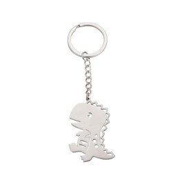 ARFUKA Keyring Little Dinosaur Pendant Keychain Metal Unisex Key Organizer Holder Funny Keyring Birthday Christmas Wedding Valentine's Day Gift for Men and Women Silver