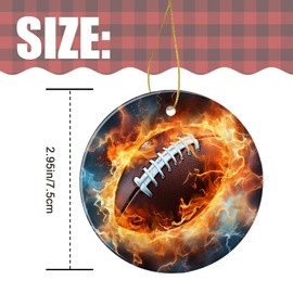 Christmas Ornament Ceramic Keepsake,American Football Ball,Xmas Gifts for Friends,Family,Colleagues
