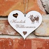 Herzlich Willkommen Sign, Wolfsspitz, Decorative Heart, Wooden Welcome Sign, Door
