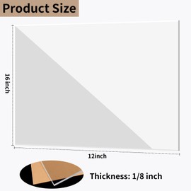 Gdhwxcl 12 x 16 inch Clear Acrylic Sheets 1/8 inch Thick - 2 Pack Transparent Plexiglass Plastic Cast Panels for DIY Craft Projects, Signs, Display Cases - Easy to Cut with Laser, Saw or Hand Tools