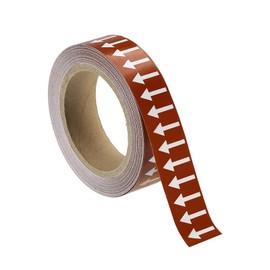 MECCANIXITY Directional Pipe Flow Arrow Adhesive Tape Pipeline Arrow Stickers 1-1/5 Inch x 65 Ft Pipe Identification Marking Labels for Pipe Flow Markers, White on Brown