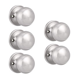Probrico 5 Pack Classic Closet Door Knobs Dummy Door Knob, Individual Non-Turning Dummy Door Knob Single Side, Satin Nickel Interior Door Knobs, Easy Installation